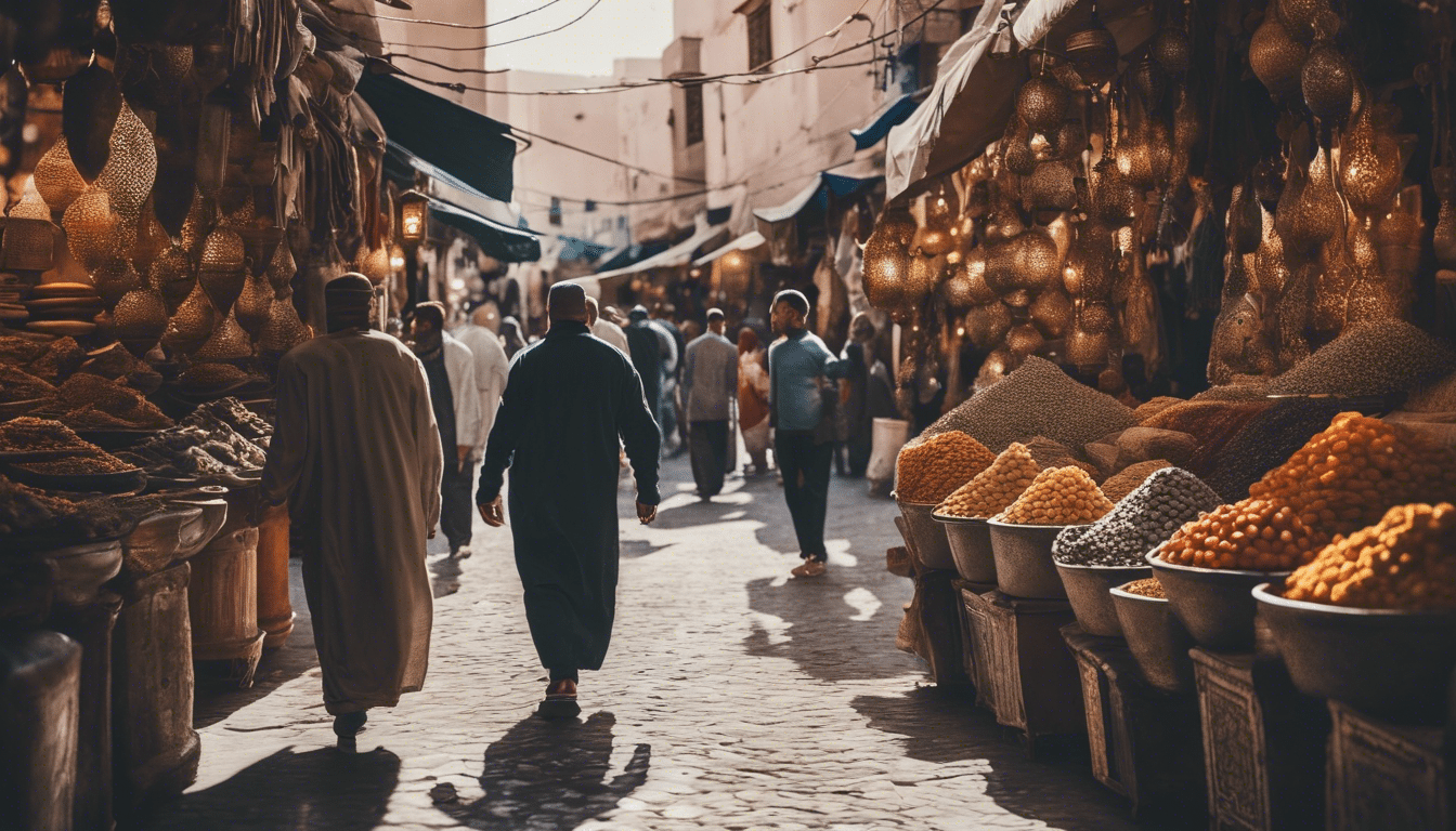 Entdecken Sie die verborgenen Schätze, die in den geschäftigen marokkanischen Souks auf Sie warten. Entdecken Sie einzigartige Schätze und tauchen Sie ein in die lebendige Kultur Marokkos.